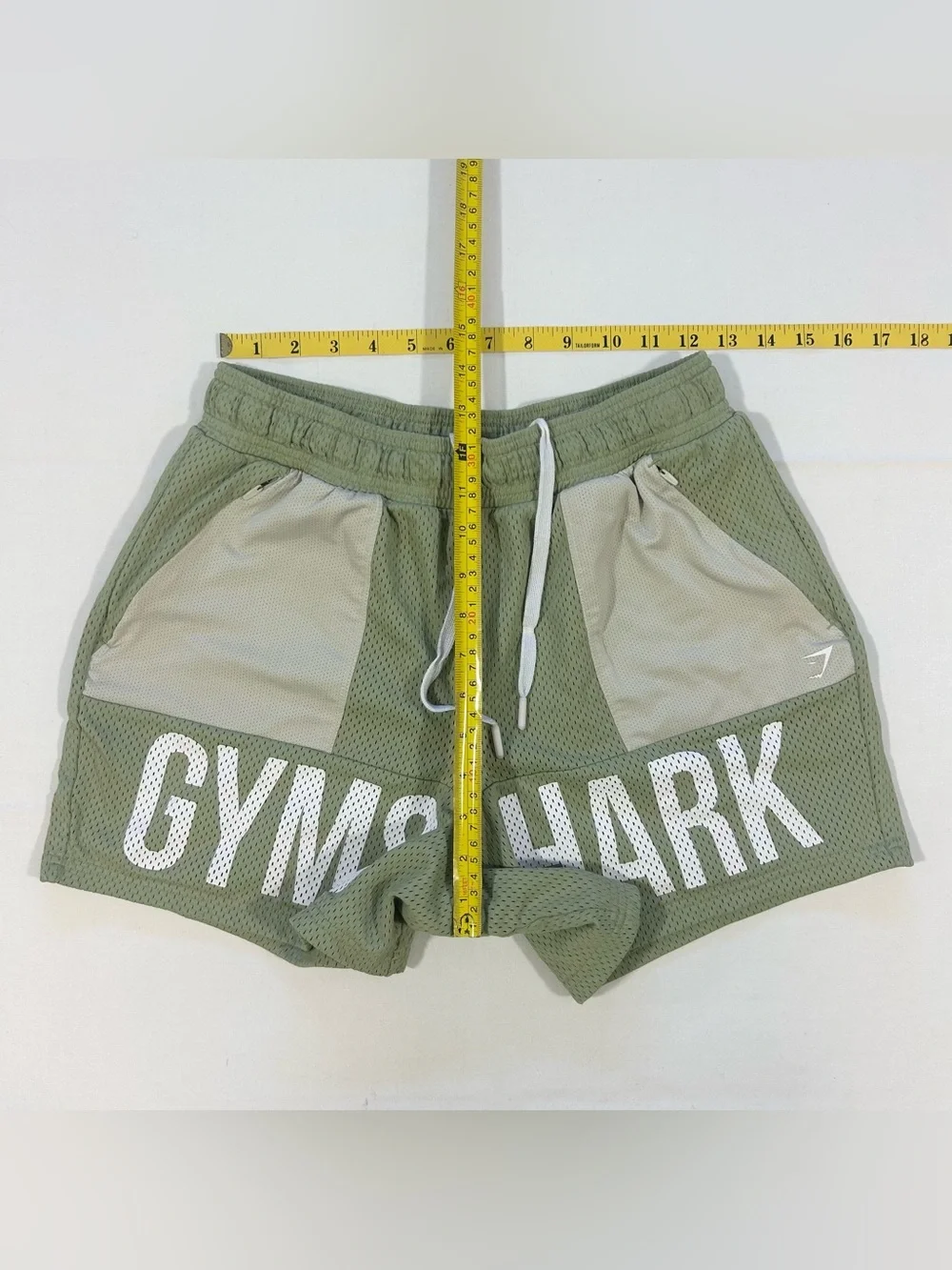 Gymshark Brandmark Men's Small Mesh 5” Inseam Gym Athletic Shorts Sage Green EUC